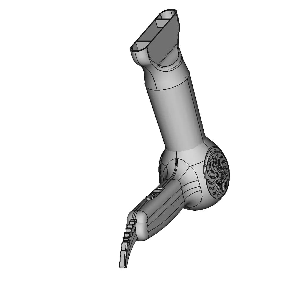 Hair Dryer - Product Design - Solidworks - Downloadable CAD Representation_60_30_degree_snapshot