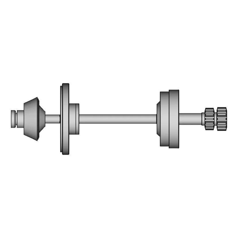 Sample Shaft With Mounting Plates, Angle Clutch And Gear | High-Quality CAD Model