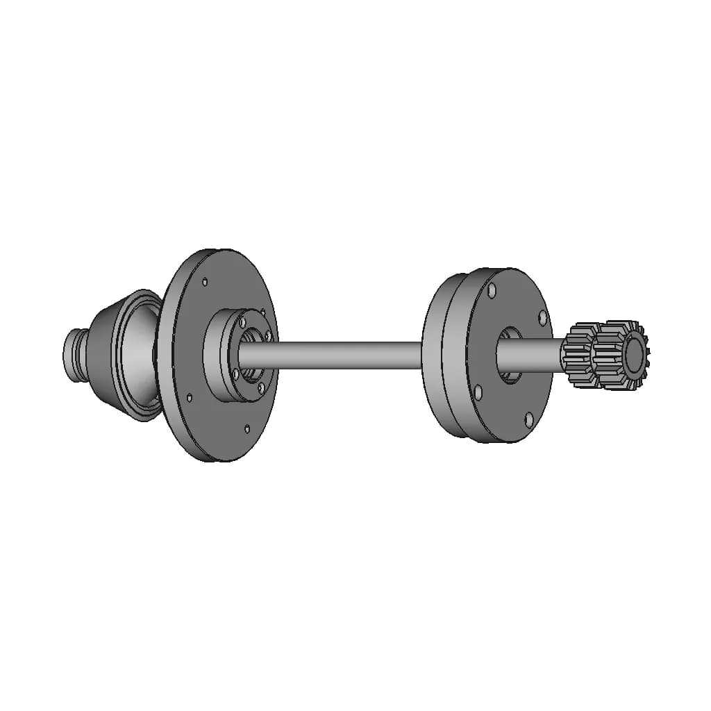 Sample Shaft With Mounting Plates, Angle Clutch And Gear | High-Quality CAD Model_60_30_degree_snapshot