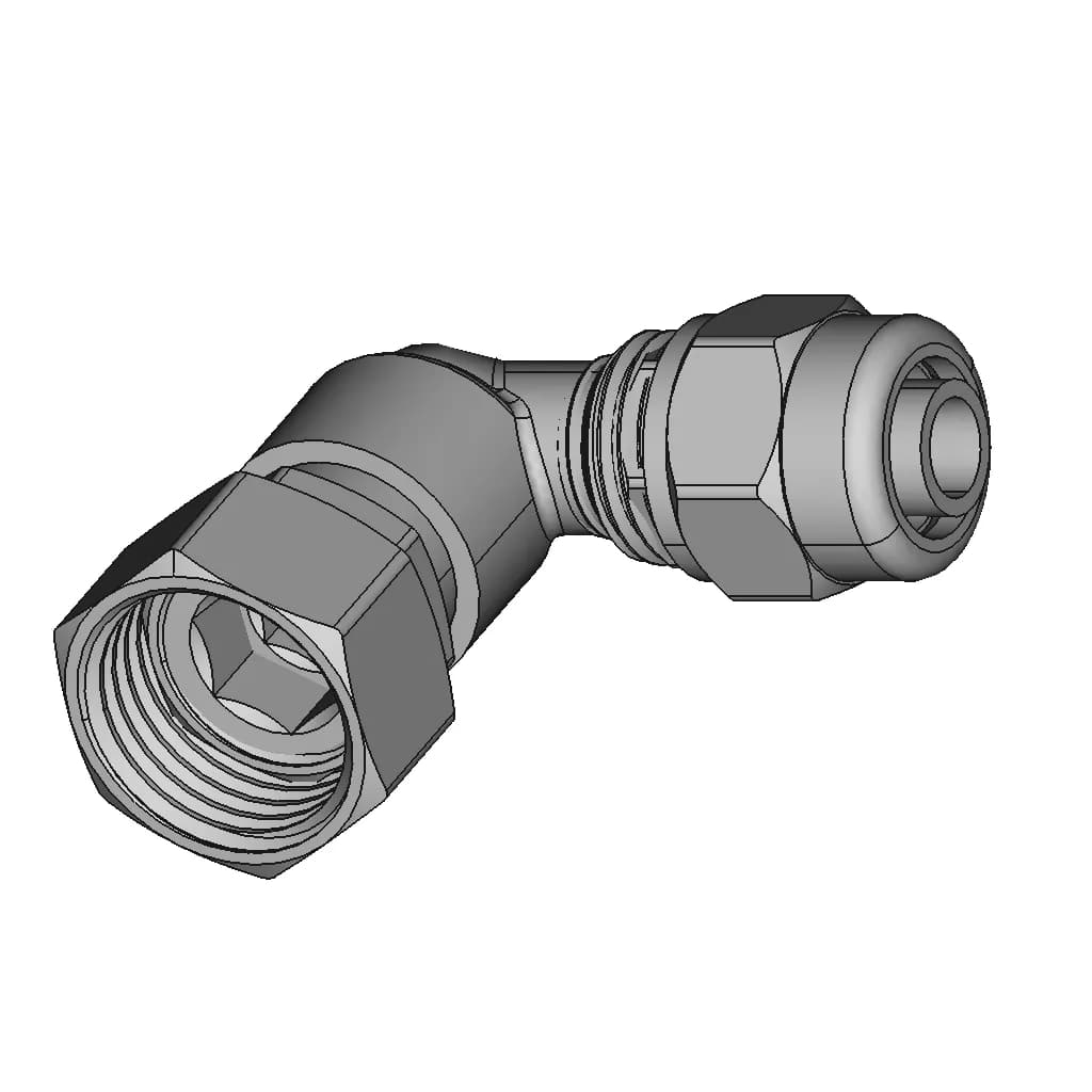 90° Per Ø12 Mm Compression Fitting - 1/2" Female Free Nut | 3D Engineering Design File_60_30_degree_snapshot