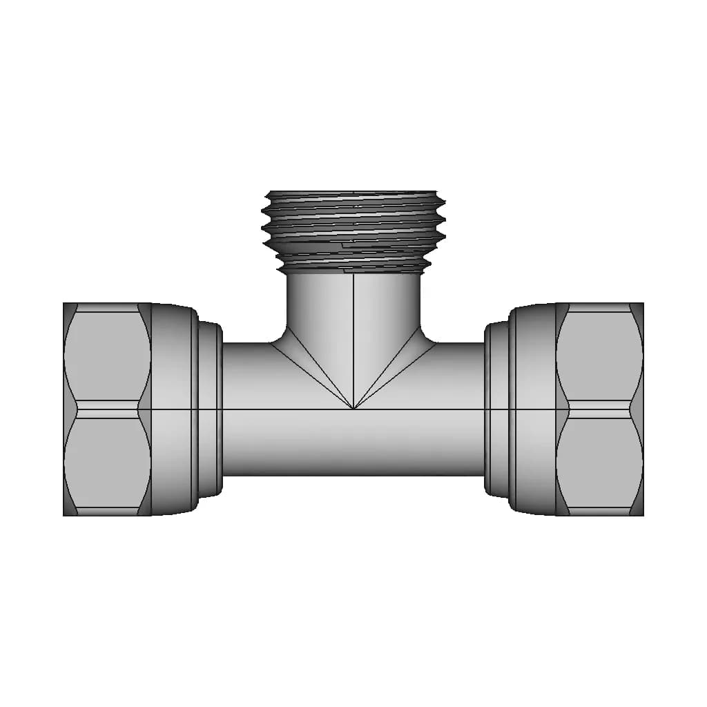 Noyon & Thiebault 1/2" Tee Fitting - 3 Configurations - Downloadable CAD Representation_0_0_degree_snapshot