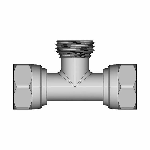 Noyon & Thiebault 1/2" Tee Fitting - 3 Configurations - Downloadable CAD Representation