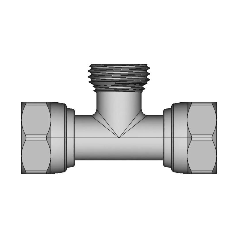 Noyon & Thiebault 1/2" Tee Fitting - 3 Configurations - Downloadable CAD Representation