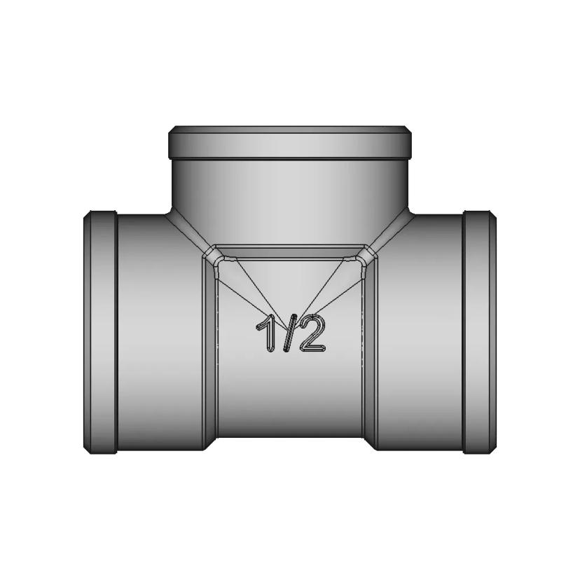 Pepte 1/2" Tee Fitting Ff-F | High-Quality CAD Model