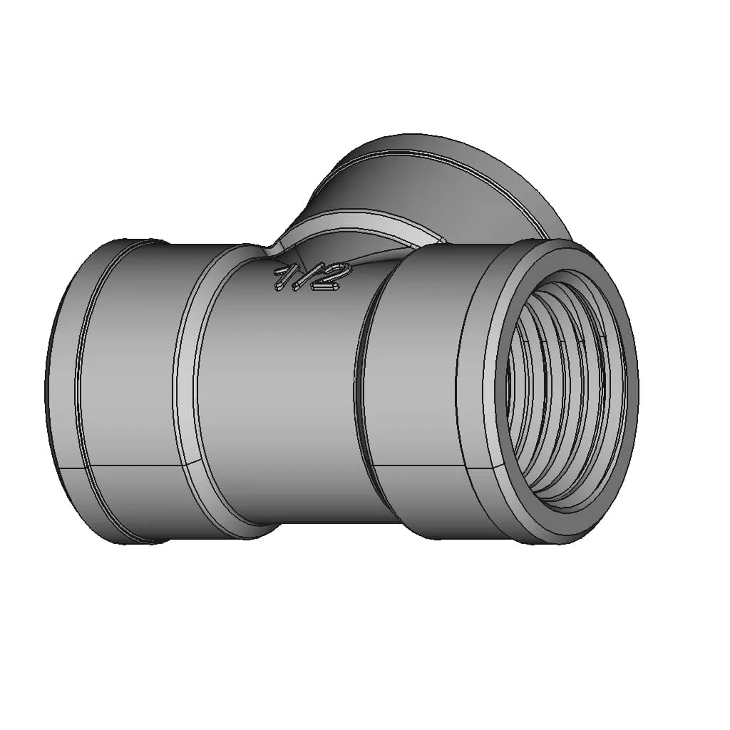 Pepte 1/2" Tee Fitting Ff-F | High-Quality CAD Model_60_30_degree_snapshot