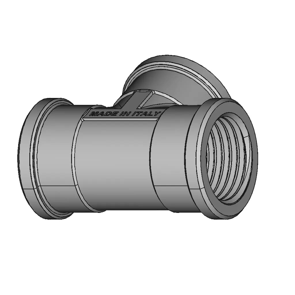 Tecuro 1/2" Female Brass Tee Fitting - Downloadable CAD Representation_60_30_degree_snapshot
