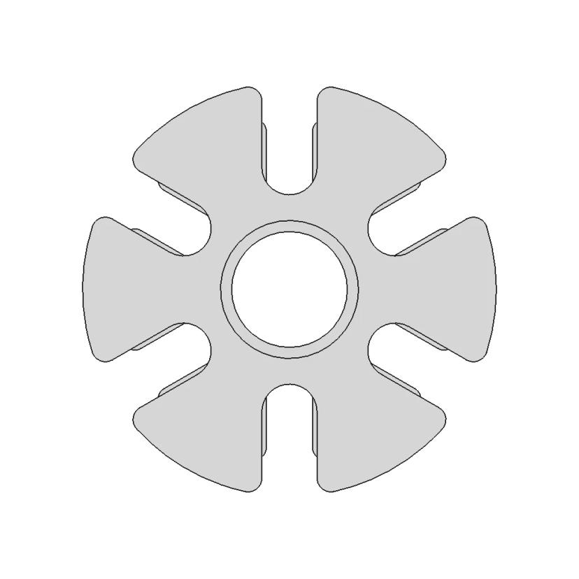 Six-Lobed Coupling Spacer With Central Bore | High-Quality CAD Model