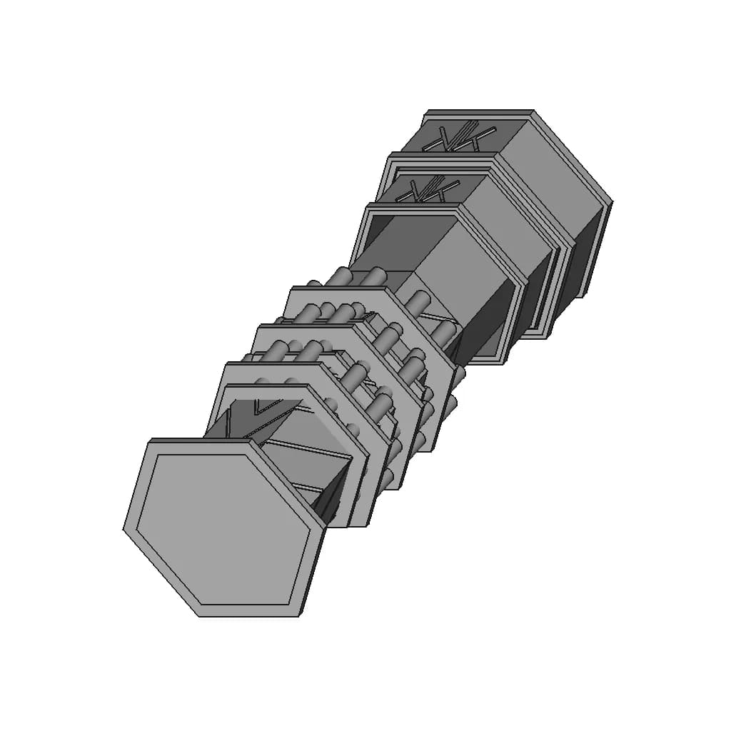Hexagonal Freestanding Display Tower Unit - Standard Mechanical Component_60_30_degree_snapshot