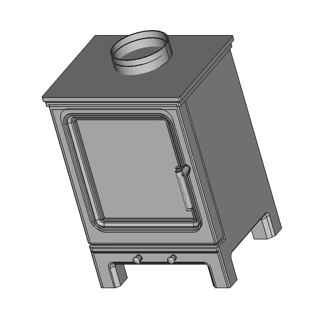 Wood Burner Stove - Downloadable CAD Representation_60_30_degree_snapshot