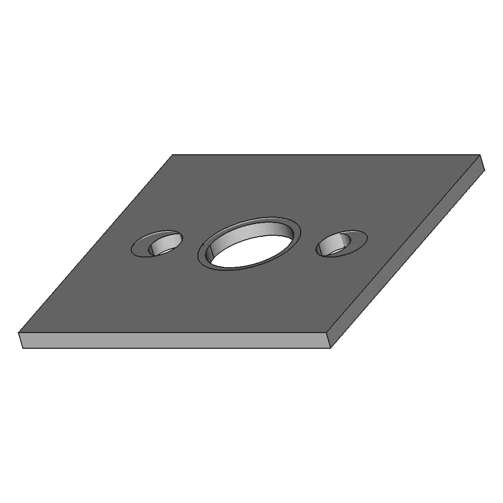 Big Square With A Big Hole In Middle And 2 Other Holes | High-Quality CAD Model_60_30_degree_snapshot