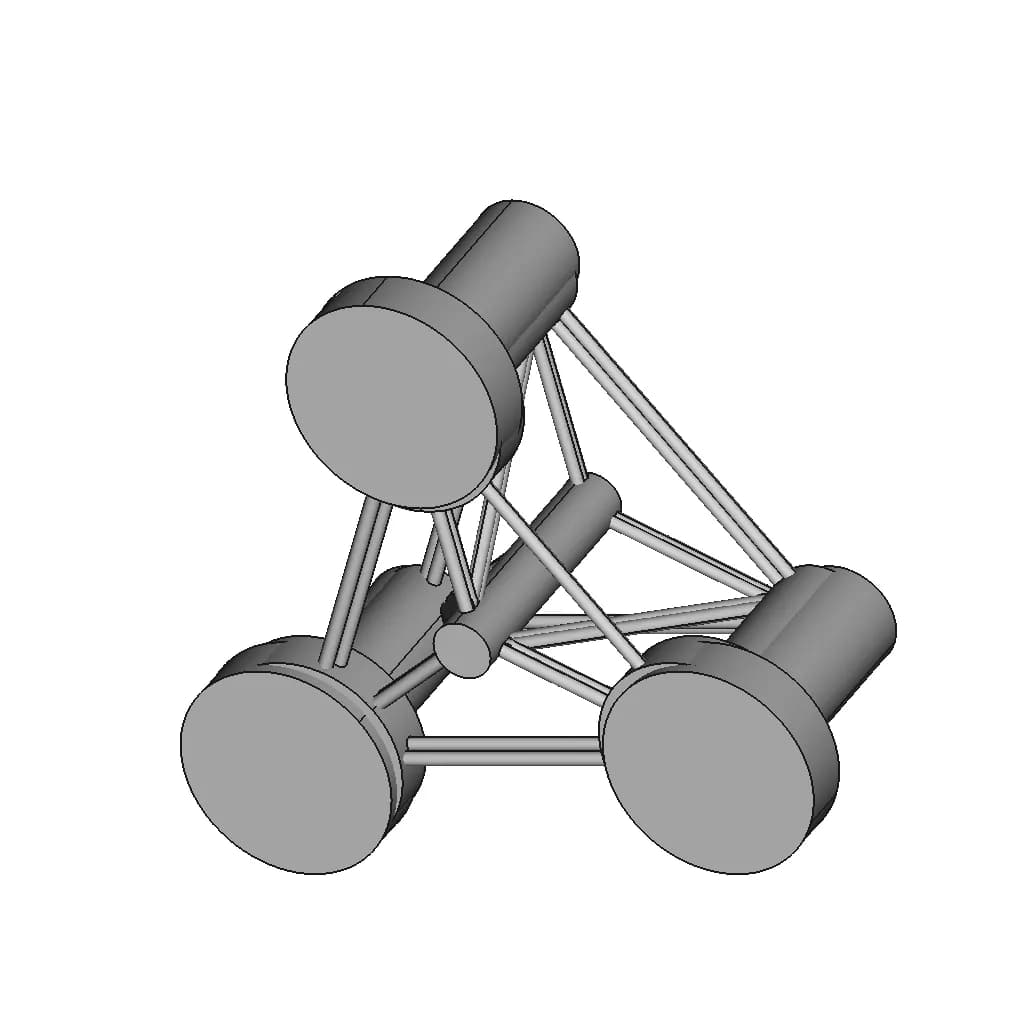 Oc4 Semi-Submersible Floating Wind Turbine Platform - Downloadable CAD Representation_60_30_degree_snapshot