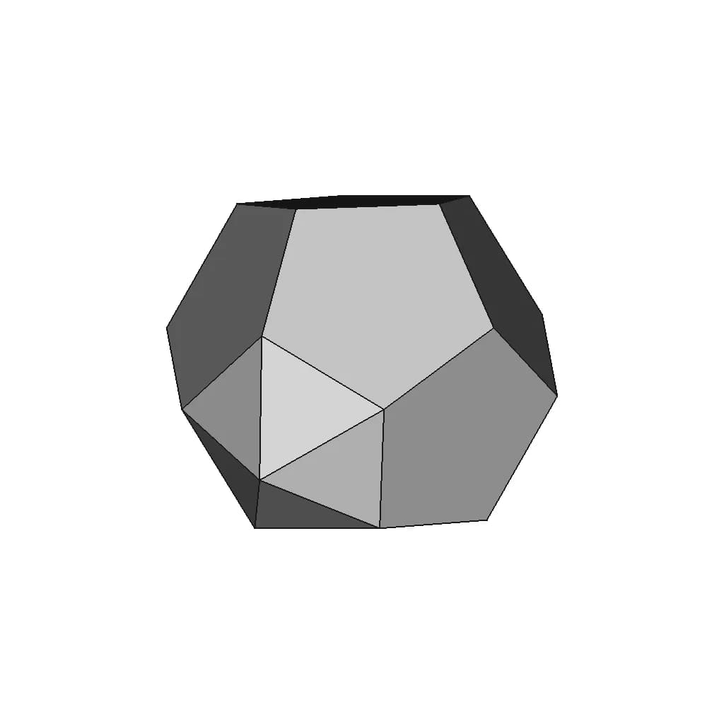 Parabiaugmented Dodecahedron | High-Quality CAD Model_60_30_degree_snapshot