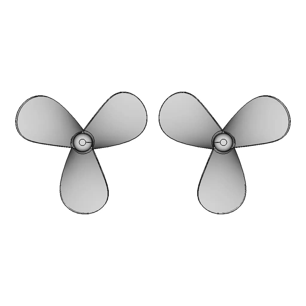 Three Blade Propeller Left Right - Downloadable CAD Representation_0_0_degree_snapshot