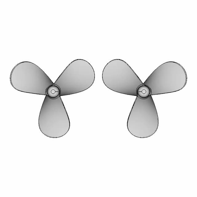 Three Blade Propeller Left Right - Downloadable CAD Representation