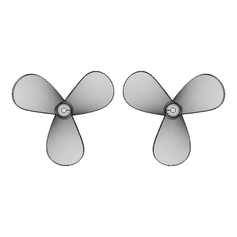 Three Blade Propeller Left Right - Downloadable CAD Representation