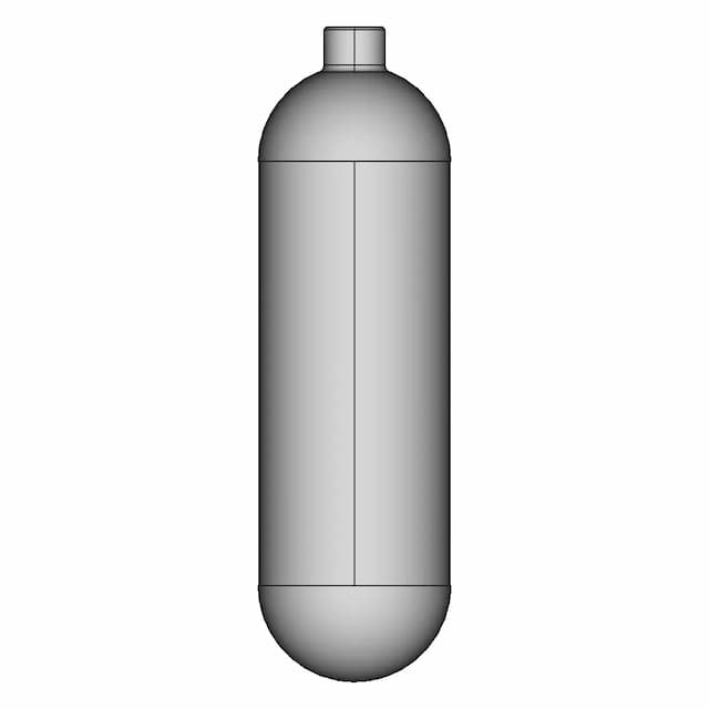 Bloc Carbone Plongée 6.8L 300 Bars | High-Quality CAD Model