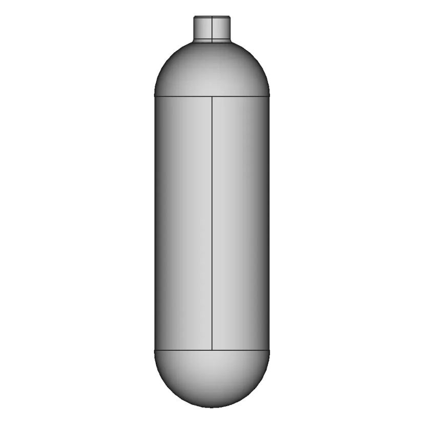 Bloc Carbone Plongée 6.8L 300 Bars | High-Quality CAD Model