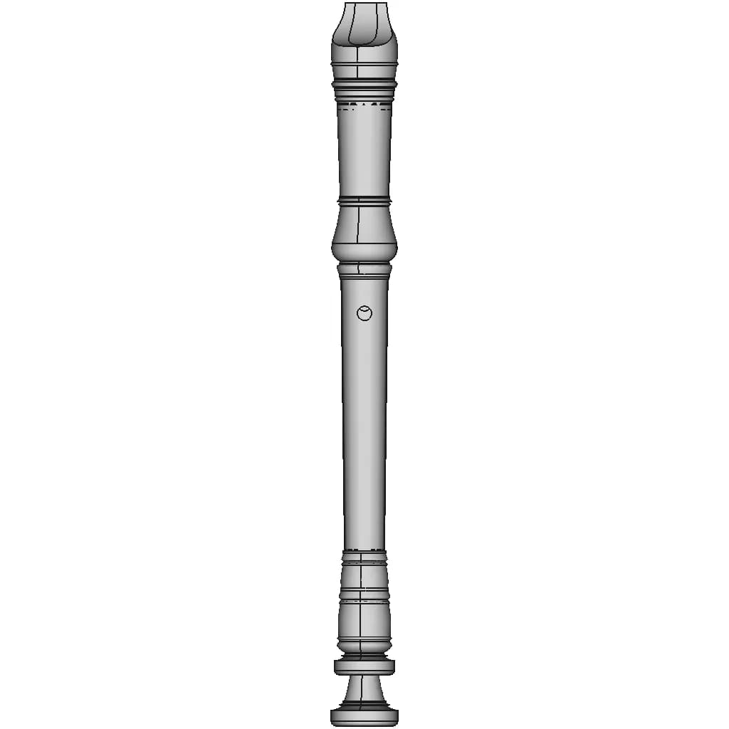 Flute Recorder - Downloadable CAD Representation_90_0_degree_snapshot