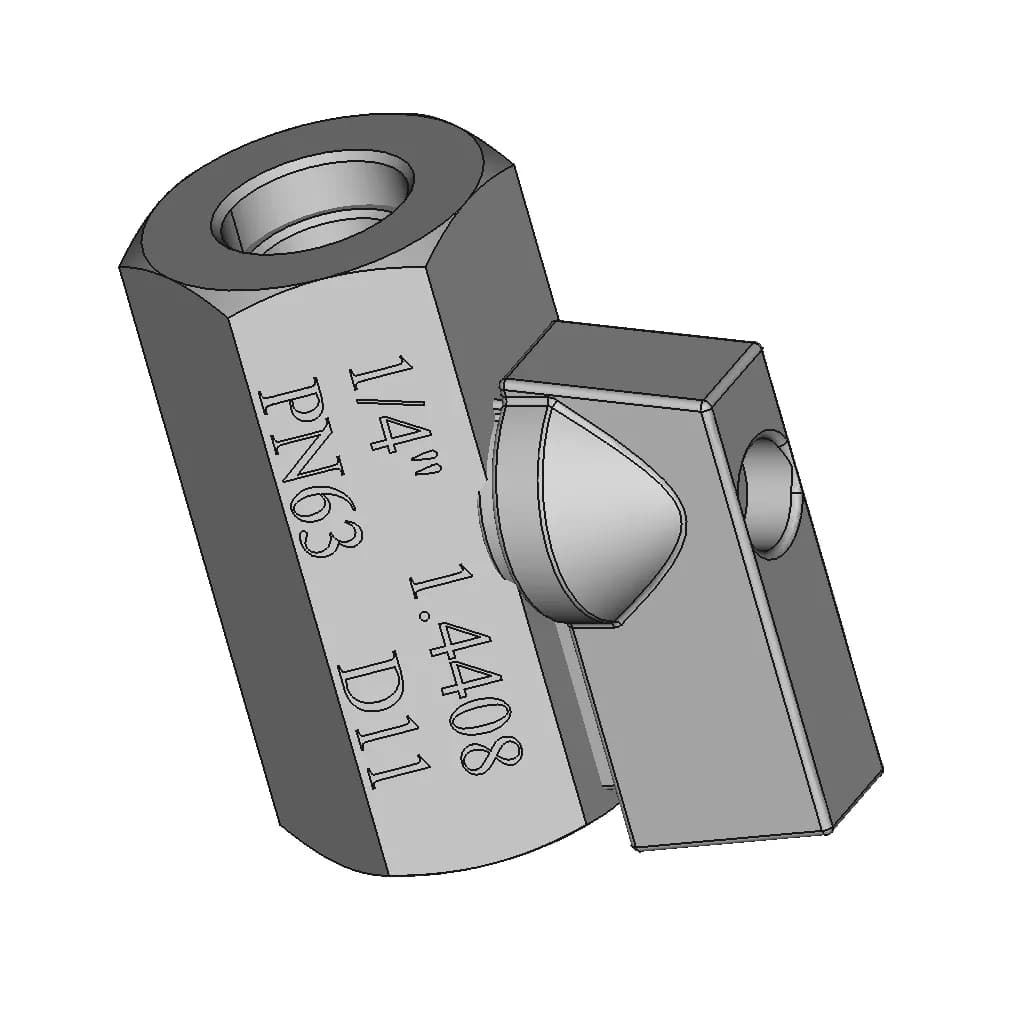 1/4" Ball Valve | High-Quality CAD Model_60_30_degree_snapshot
