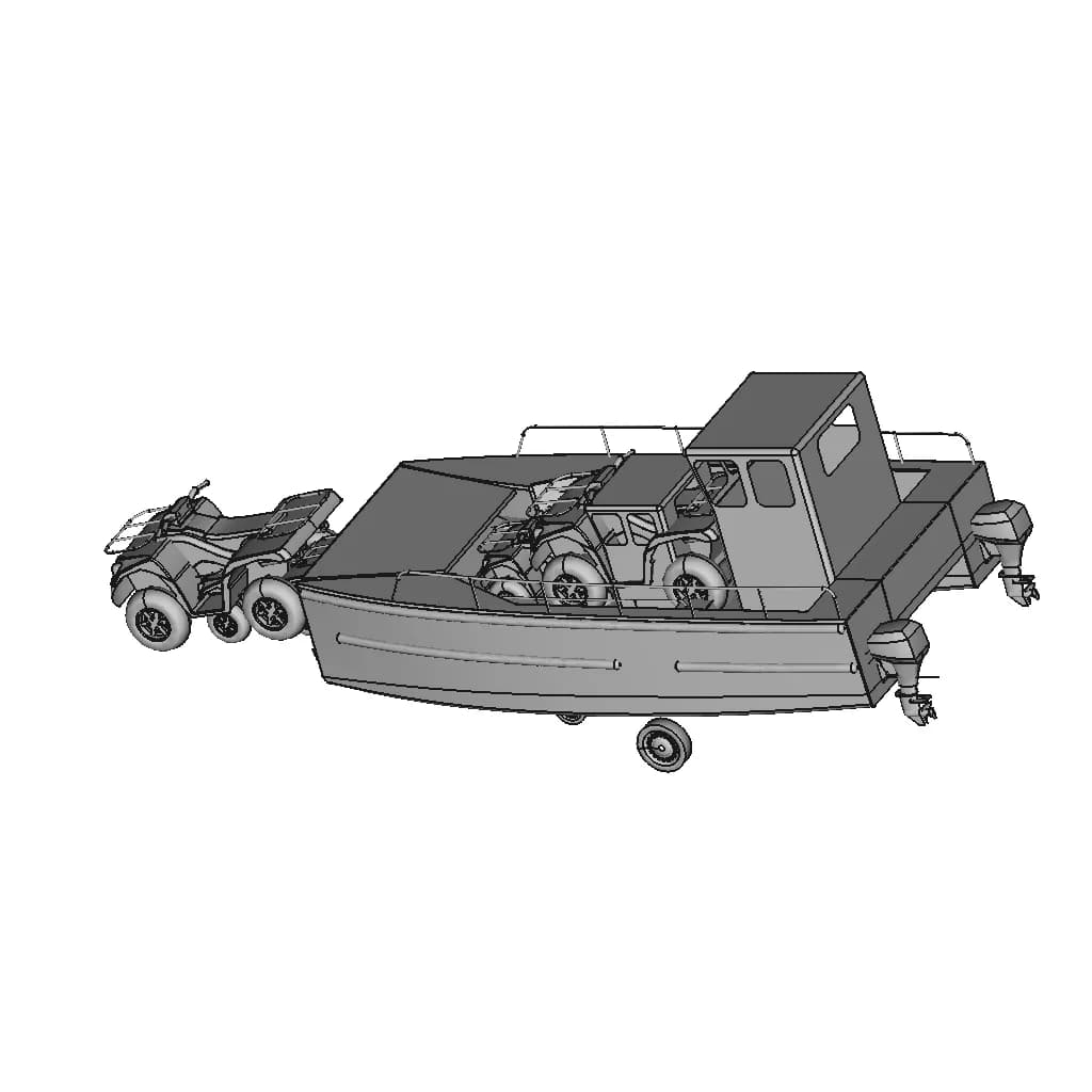 Utility Power Catamaran | High-Quality CAD Model_60_30_degree_snapshot