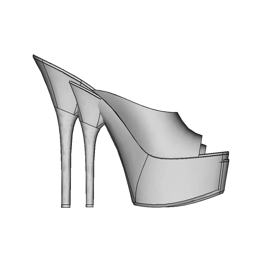 High Heel Shoes. Disco Mules. | 3D Engineering Design File_0_0_degree_snapshot