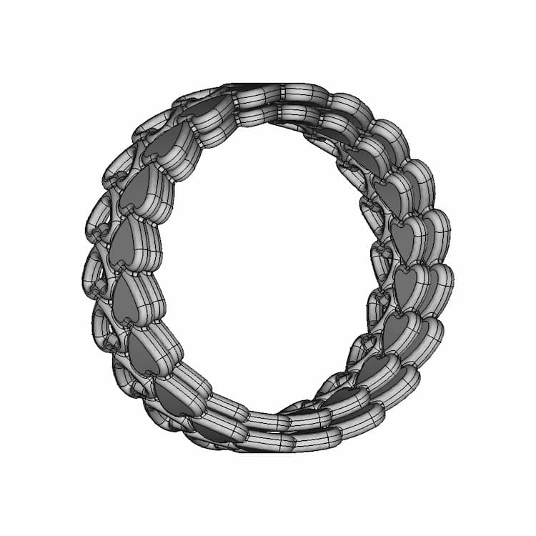Rowed Hearts Ring | High-Quality CAD Model