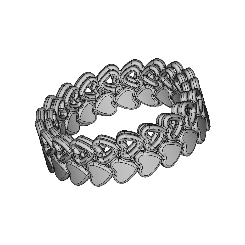 Rowed Hearts Ring | High-Quality CAD Model_60_30_degree_snapshot