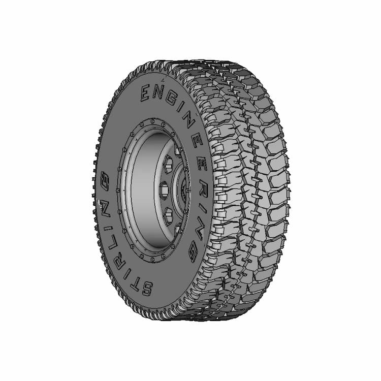 Wheel 33Inch Diameter, 275 Wide. | High-Quality CAD Model