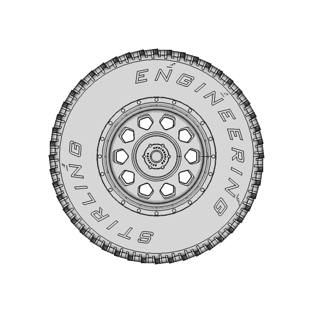 Wheel 33Inch Diameter, 275 Wide. | High-Quality CAD Model_0_90_degree_snapshot