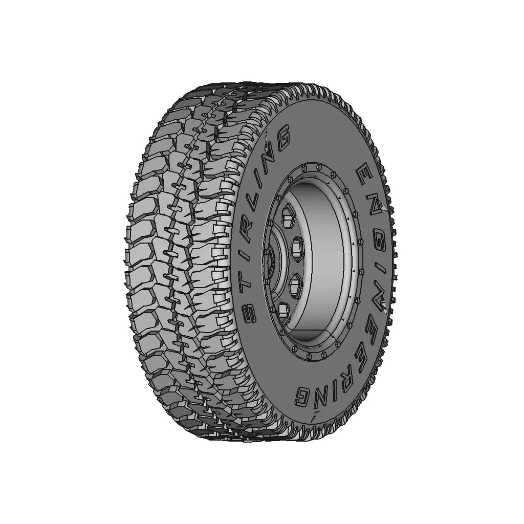 Wheel 33Inch Diameter, 275 Wide. | High-Quality CAD Model_60_30_degree_snapshot