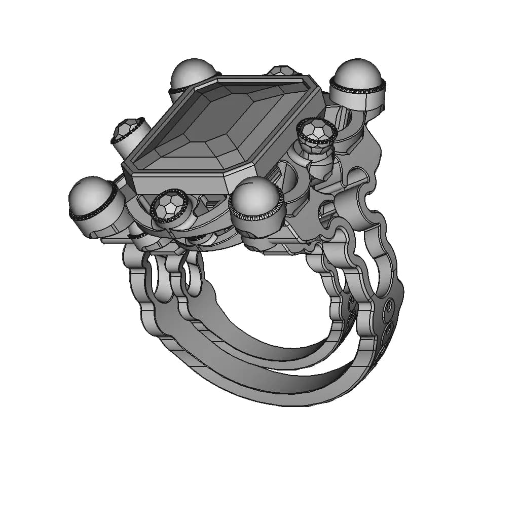 Ring With Rubies And Pearls - Downloadable CAD Representation_60_30_degree_snapshot