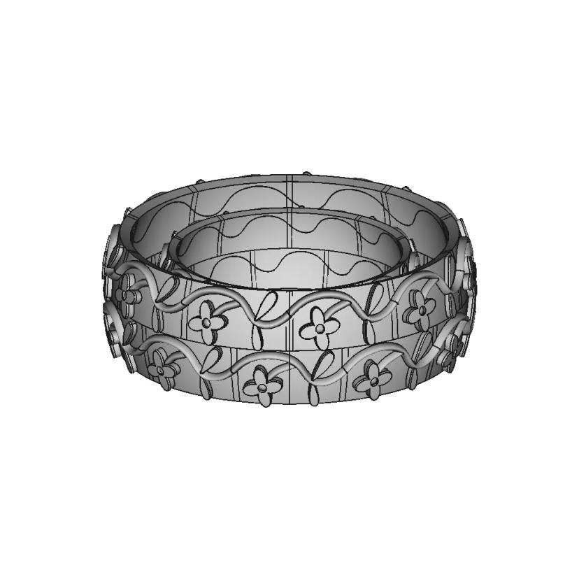 Porcelain Flower Relief Ring | High-Quality CAD Model
