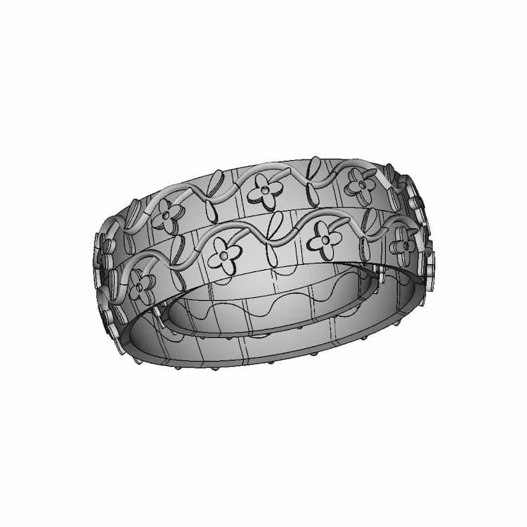 Porcelain Flower Relief Ring | High-Quality CAD Model
