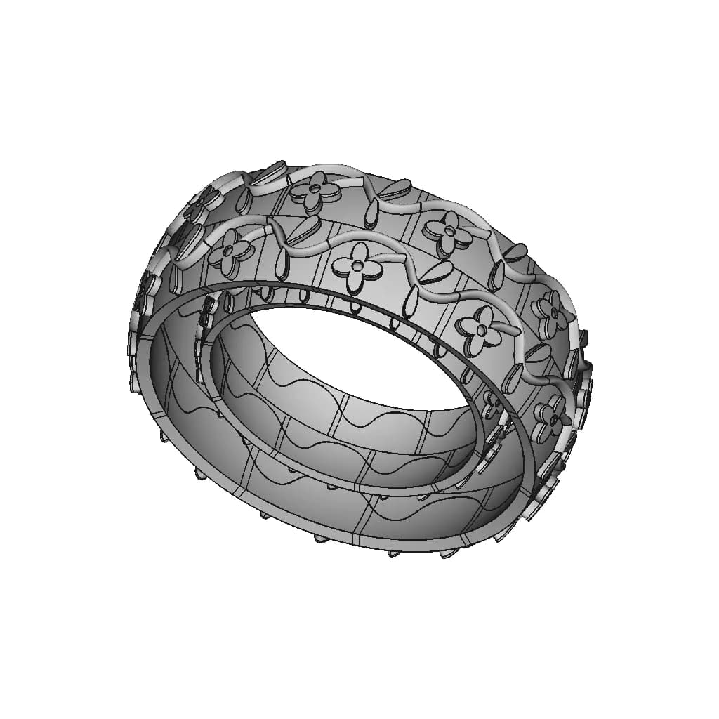 Porcelain Flower Relief Ring | High-Quality CAD Model_60_30_degree_snapshot