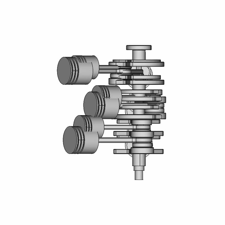 V Type Piston-Crankshaft Assembly | 3D Engineering Design File