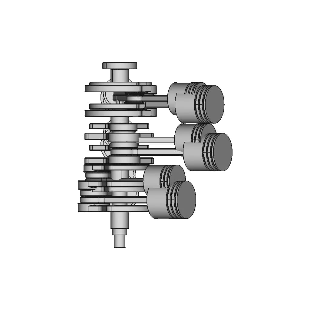 V Type Piston-Crankshaft Assembly | 3D Engineering Design File_0_270_degree_snapshot