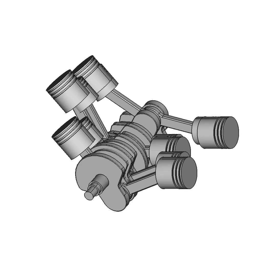 V Type Piston-Crankshaft Assembly | 3D Engineering Design File_60_30_degree_snapshot