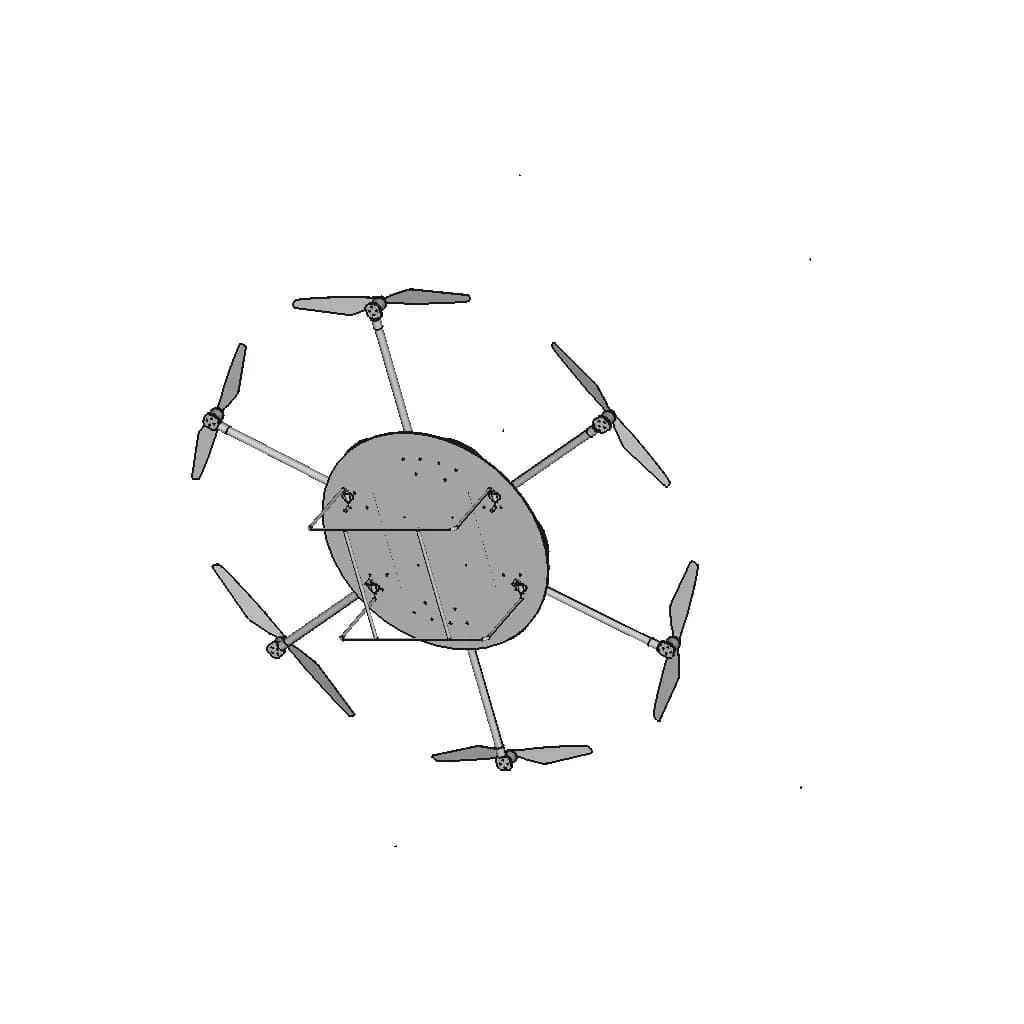 Drone(Hexacopter) | High-Quality CAD Model_60_30_degree_snapshot