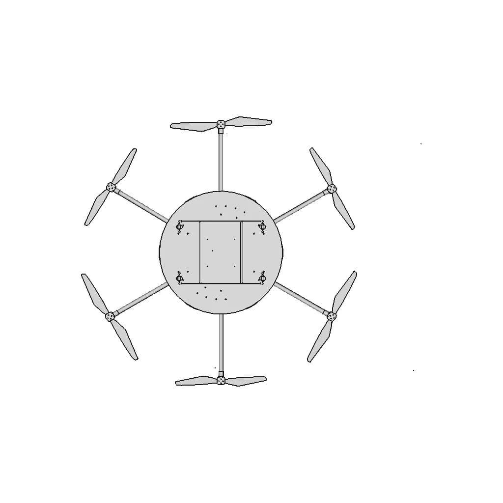 Drone(Hexacopter) | High-Quality CAD Model_90_0_degree_snapshot