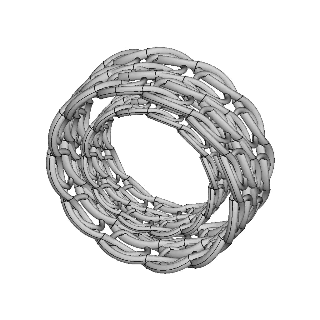 Italic Trilogy Weave Ring White Gold Yellow Green - Downloadable CAD Representation_60_30_degree_snapshot