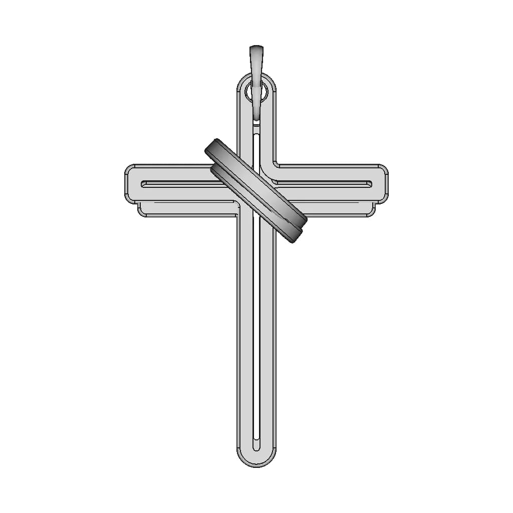 Carbon Cross Pendant And Gold Ring | High-Quality CAD Model_0_0_degree_snapshot