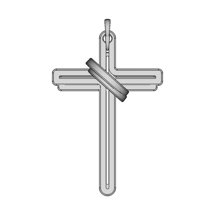 Carbon Cross Pendant And Gold Ring | High-Quality CAD Model