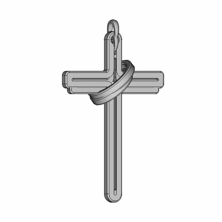 Carbon Cross Pendant And Gold Ring | High-Quality CAD Model