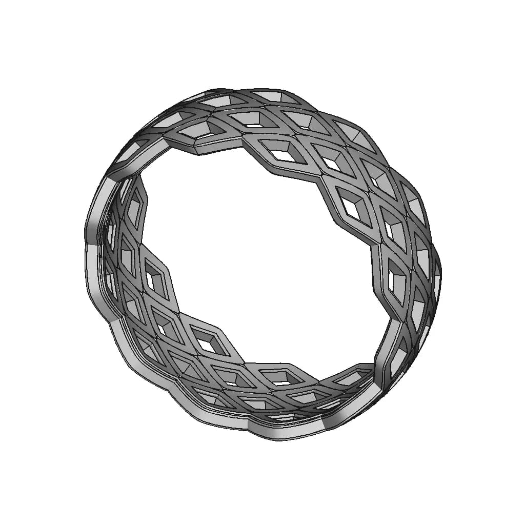 Platinum Ring With Multi-Colored Gold Rhombuses - Standard Mechanical Component_60_30_degree_snapshot