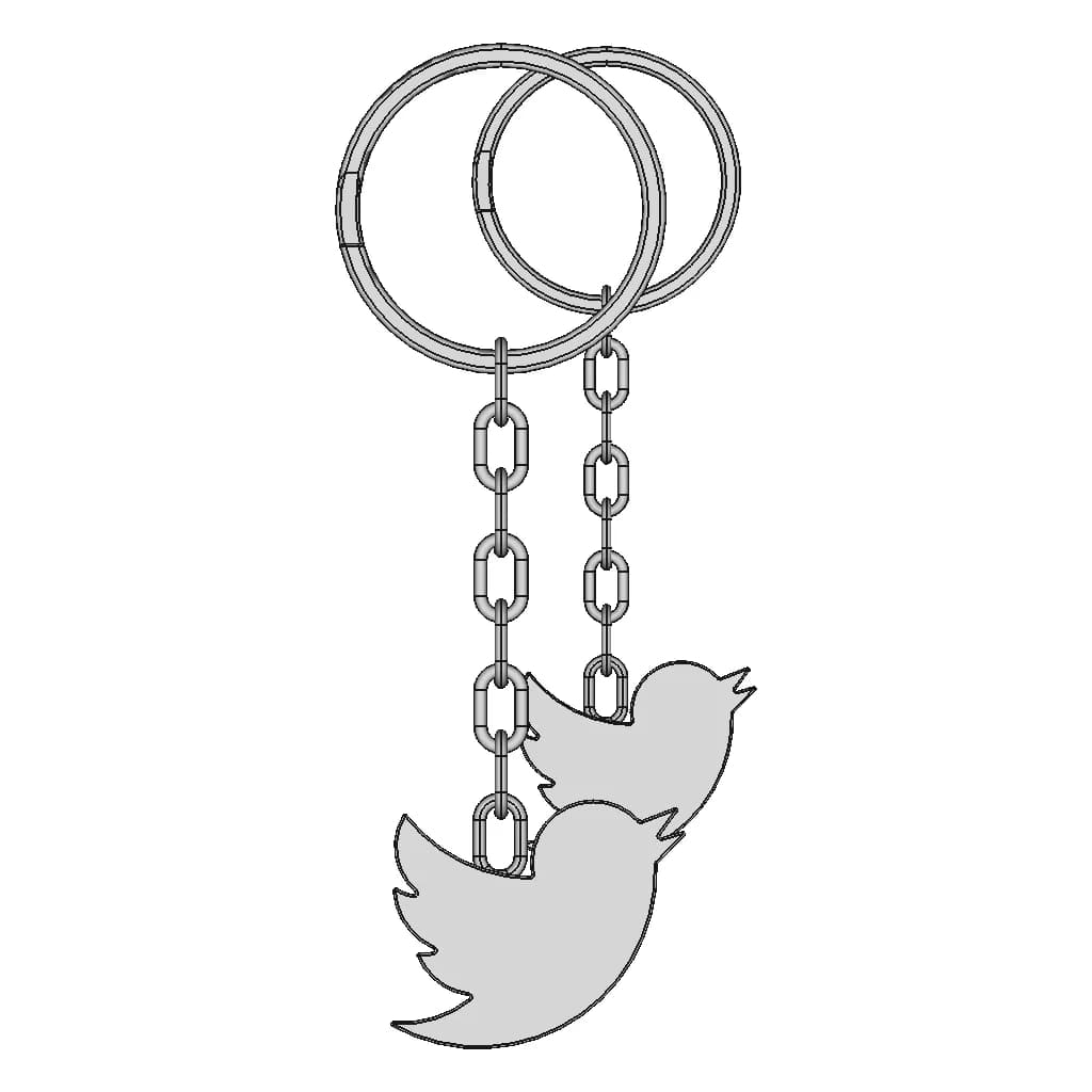 Twitter Logo Keychain - Downloadable CAD Representation_270_0_degree_snapshot
