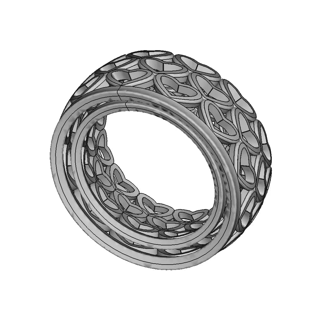 Gold Ring With Hearts Valentine'S Day | 3D Engineering Design File_60_30_degree_snapshot