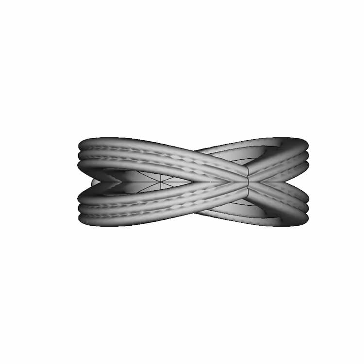 Gold Crossed Ring And Spiral Motif | 3D Engineering Design File