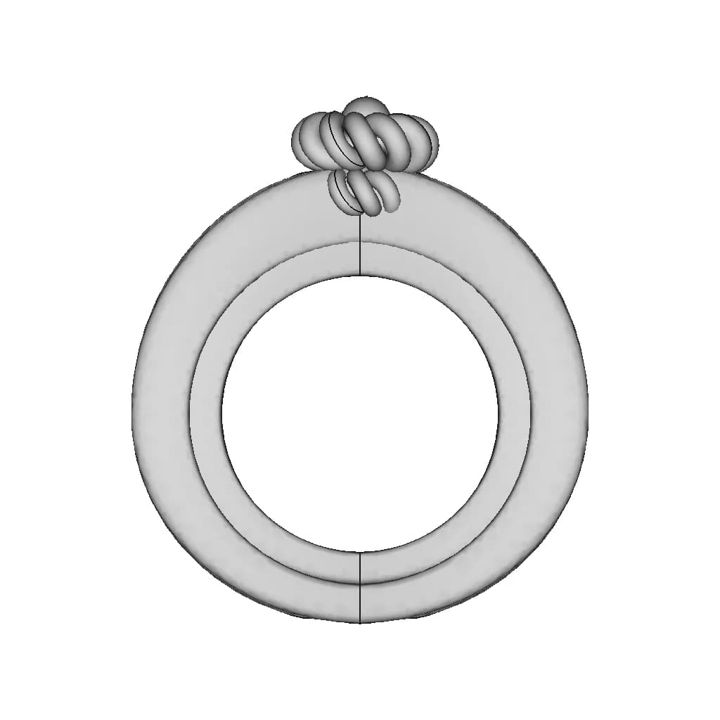 Gold Crossed Ring And Spiral Motif | 3D Engineering Design File_90_0_degree_snapshot