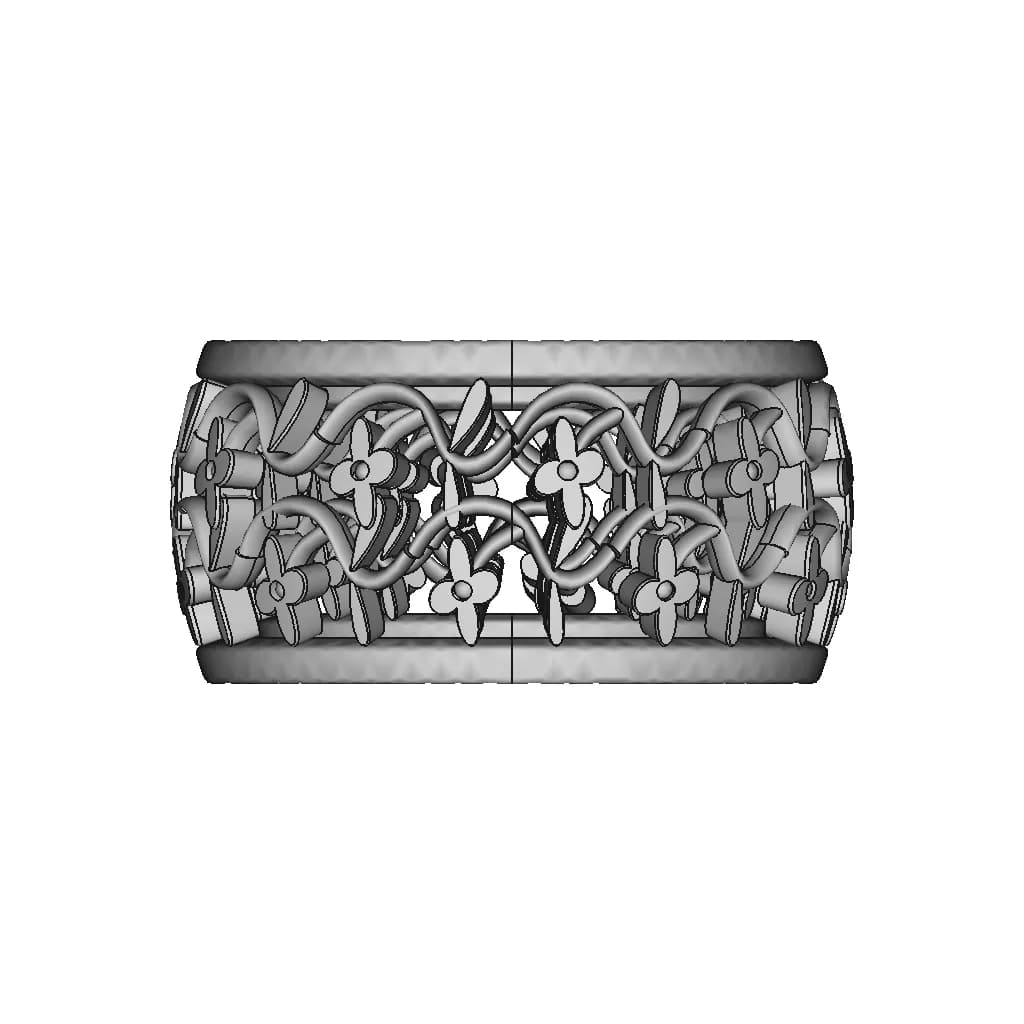 Gold Ring With Floral Decoration | 3D Engineering Design File_0_0_degree_snapshot