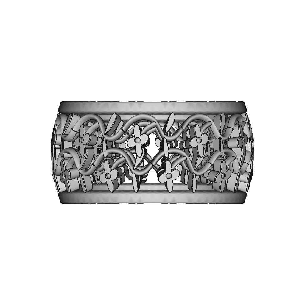 Gold Ring With Floral Decoration | 3D Engineering Design File_0_90_degree_snapshot